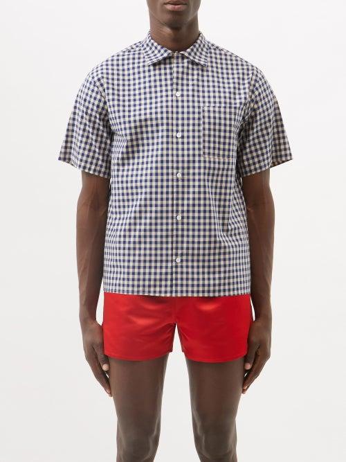 Molly Goddard - Josef Gingham-check Cotton-poplin Shirt - Mens - Navy Check