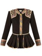 Talitha Embroidered Peplum-hem Cotton Jacket