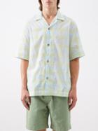 Smr Days - Bakoven Grid-print Organic-cotton Shirt - Mens - Yellow Multi
