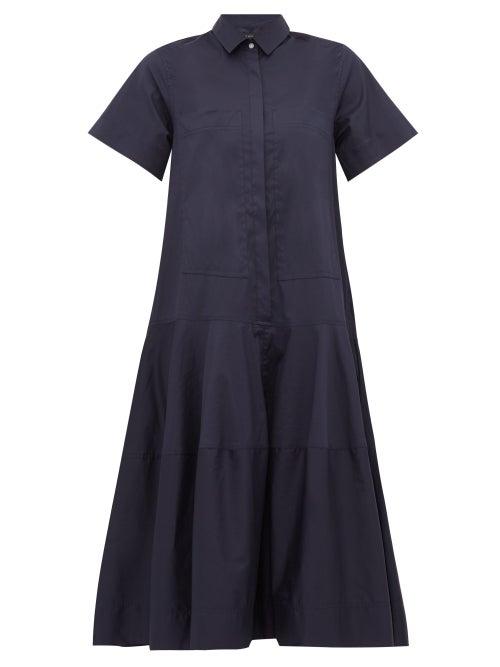 Matchesfashion.com Lee Mathews - Elsie Cotton Poplin Shirtdress - Womens - Navy