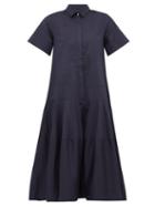 Matchesfashion.com Lee Mathews - Elsie Cotton Poplin Shirtdress - Womens - Navy