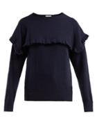 Matchesfashion.com See By Chlo - Ruffled Bib Alpaca Blend Sweater - Womens - Navy