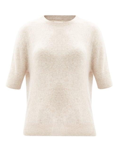 Matchesfashion.com Khaite - Dianna Short-sleeved Cashmere-blend Sweater - Womens - Beige