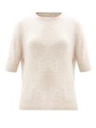 Matchesfashion.com Khaite - Dianna Short-sleeved Cashmere-blend Sweater - Womens - Beige