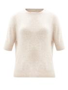 Matchesfashion.com Khaite - Dianna Short-sleeved Cashmere-blend Sweater - Womens - Beige