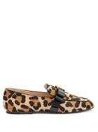 Matchesfashion.com Tod's - T-bar Leopard-print Calf-hair Loafers - Womens - Leopard