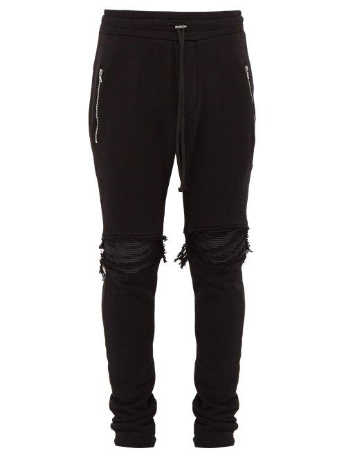 Matchesfashion.com Amiri - Mx1 Moto Distressed Cotton Track Pants - Mens - Black