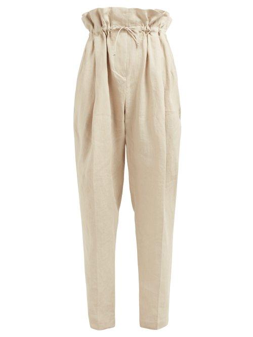 Matchesfashion.com Acne Studios - Paperbag Waist Linen Trousers - Womens - Beige