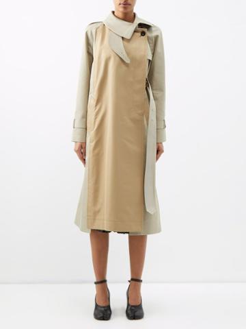 Sacai - Panelled Cotton-blend Gabardine Trench Coat - Womens - Beige