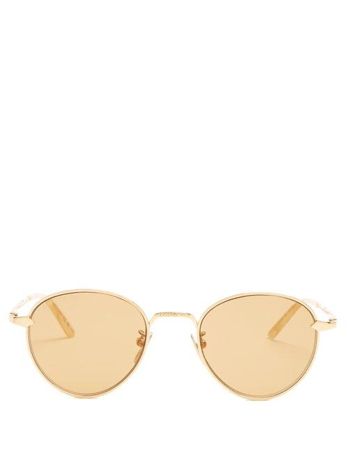 Matchesfashion.com Gucci - Round Frame Metal Sunglasses - Mens - Gold