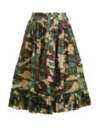 Junya Watanabe High-rise Camouflage-print Pleated Skirt