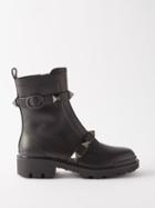 Valentino Garavani - Roman Stud Leather Ankle Boots - Womens - Black