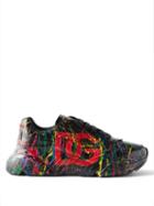 Dolce & Gabbana - Daymaster Splatter-print Leather Trainers - Mens - Black Multi