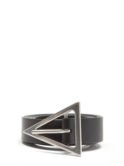 Mens Accessories Bottega Veneta - Triangle-buckle Grained-leather Belt - Mens - Black