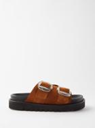 Toga Virilis - Metal-buckle Suede Two-strap Sandals - Mens - Brown