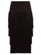 Matchesfashion.com Norma Kamali - Fringed Pencil Skirt - Womens - Black