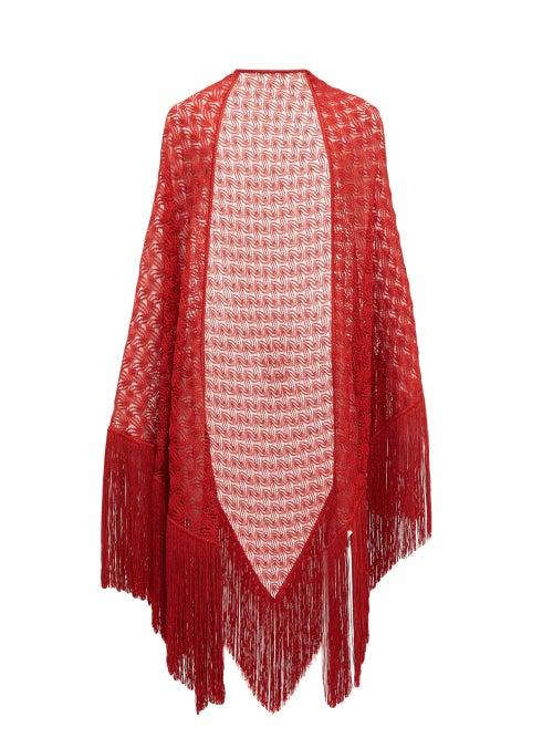 Matchesfashion.com Missoni - Tassel Trim Lurex Knit Shawl - Womens - Red