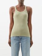 Re/done - Ribbed Cotton-jersey Tank Top - Womens - Sage