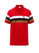 Matchesfashion.com Burberry - Treydon Striped Cotton-piqu Polo Shirt - Mens - Red