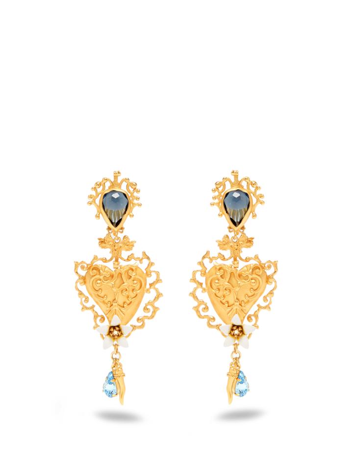 Dolce & Gabbana Heart-embellished Clip On Earrings