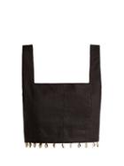 Matchesfashion.com Staud - Shell Trimmed Linen Cropped Top - Womens - Black