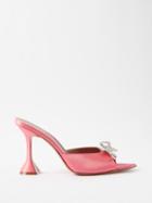 Amina Muaddi - Rosie 95 Crystal-bow Satin Mules - Womens - Pink Multi