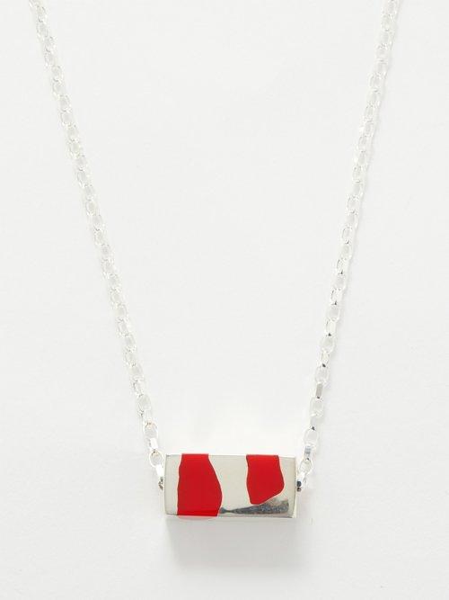 Ellie Mercer - Resin & Sterling-silver Necklace - Mens - Red