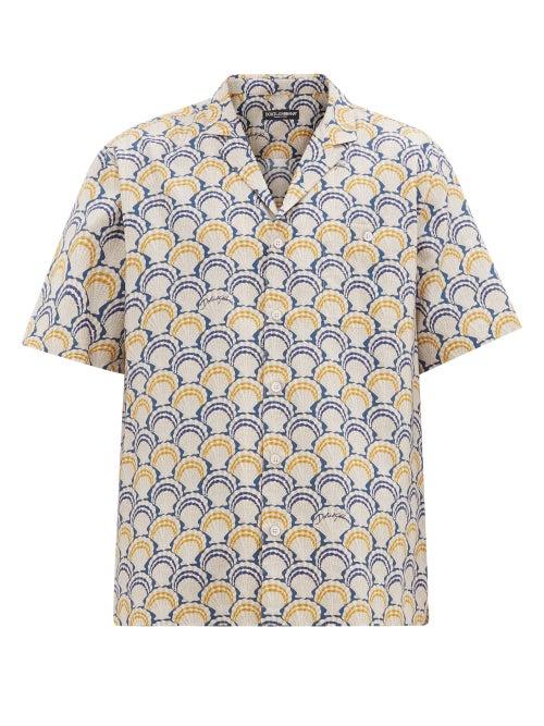 Matchesfashion.com Dolce & Gabbana - Shell-print Cotton-blend Shirt - Mens - Beige Multi