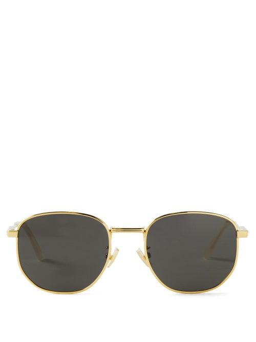 Bottega Eyewear - Square Metal Sunglasses - Mens - Gold Multi