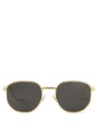 Bottega Eyewear - Square Metal Sunglasses - Mens - Gold Multi