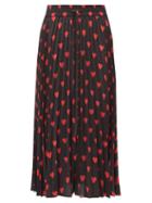 Matchesfashion.com Redvalentino - Heart Print Pleated Midi Skirt - Womens - Black Multi