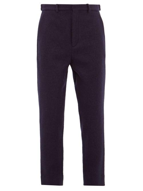 Matchesfashion.com Raey - Tapered Leg Boiled Wool Trousers - Mens - Navy