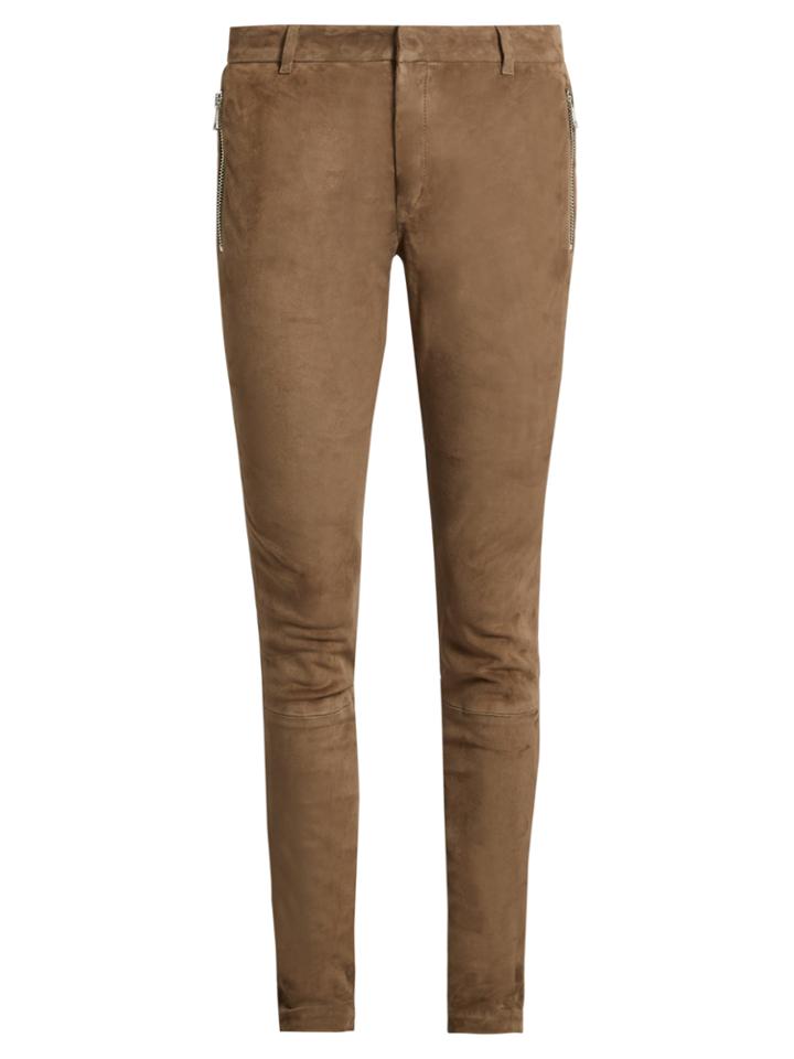 Balmain Mid-rise Slim-leg Leather Trousers