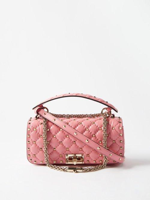 Valentino Garavani - Rockstud Spike Small Leather Shoulder Bag - Womens - Light Pink