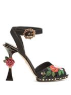 Matchesfashion.com Dolce & Gabbana - Floral Print Sculptural Heel Sandals - Womens - Black Multi