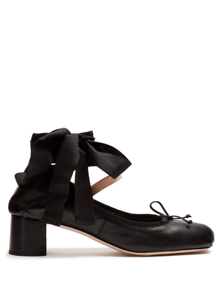 Miu Miu Block-heel Leather Ballet Pumps