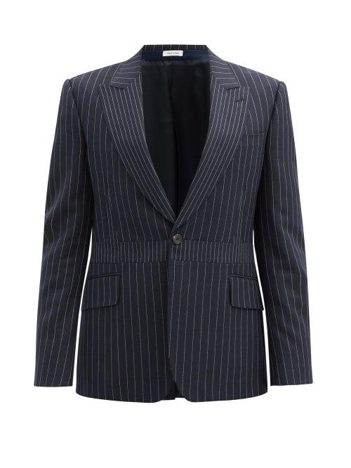 Matchesfashion.com Alexander Mcqueen - Pinstriped Single-breasted Wool Jacket - Mens - Navy White