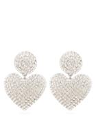 Matchesfashion.com Alessandra Rich - Crystal Heart Drop Clip Earrings - Womens - Crystal