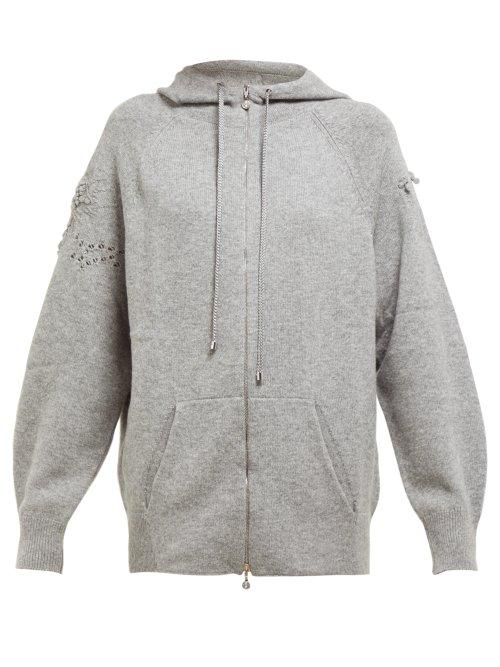 Matchesfashion.com Barrie - Lace Stitched Cashmere Hooded Sweatshirt - Womens - Grey