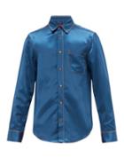 Matchesfashion.com Sies Marjan - Sander Topstitched Satin Twill Shirt - Mens - Blue
