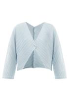 Pleats Please Issey Miyake - Technical-pleated Cardigan - Womens - Light Blue