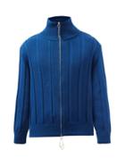 Namacheko - Ribbed Merino Wool Zip-up Sweater - Mens - Navy