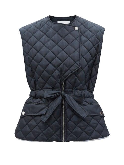 Ganni - Quilted Recycled-ripstop Gilet - Womens - Navy
