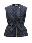 Ganni - Quilted Recycled-ripstop Gilet - Womens - Navy