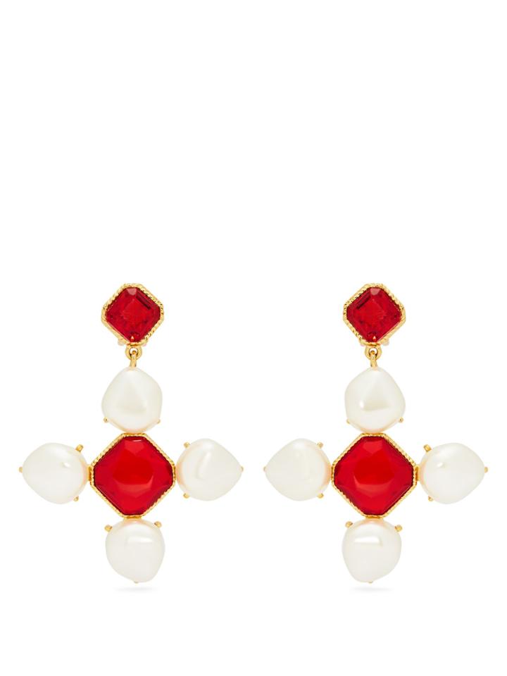 Oscar De La Renta Baroque Faux-pearl And Crystal Drop Earrings