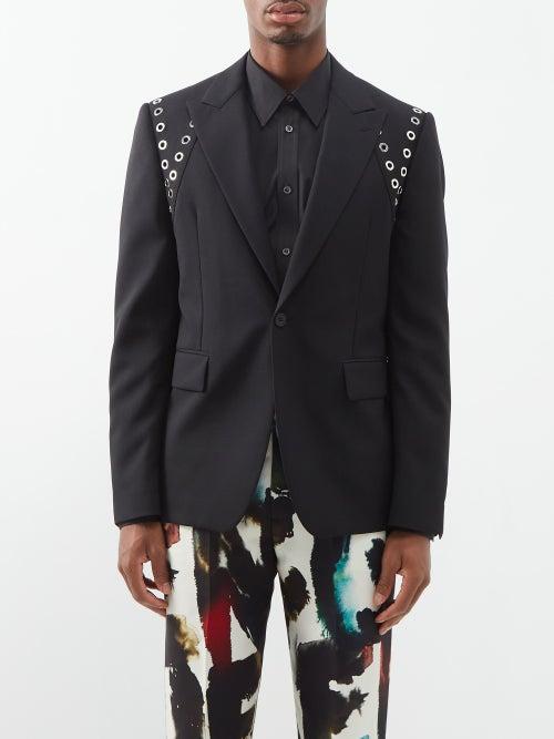 Alexander Mcqueen - Rivet-shoulder Single-breasted Jacket - Mens - Black