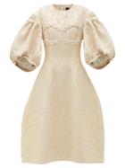 Matchesfashion.com Simone Rocha - Puff-sleeve Floral-brocade Dress - Womens - Nude