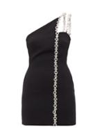 David Koma - Chain-embellished One-shoulder Mini Dress - Womens - Black Silver