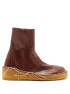 Acne Studios - Bura Topstitched Leather Boots - Womens - Brown