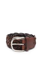 Matchesfashion.com Brunello Cucinelli - Woven Suede And Leather Belt - Mens - Brown